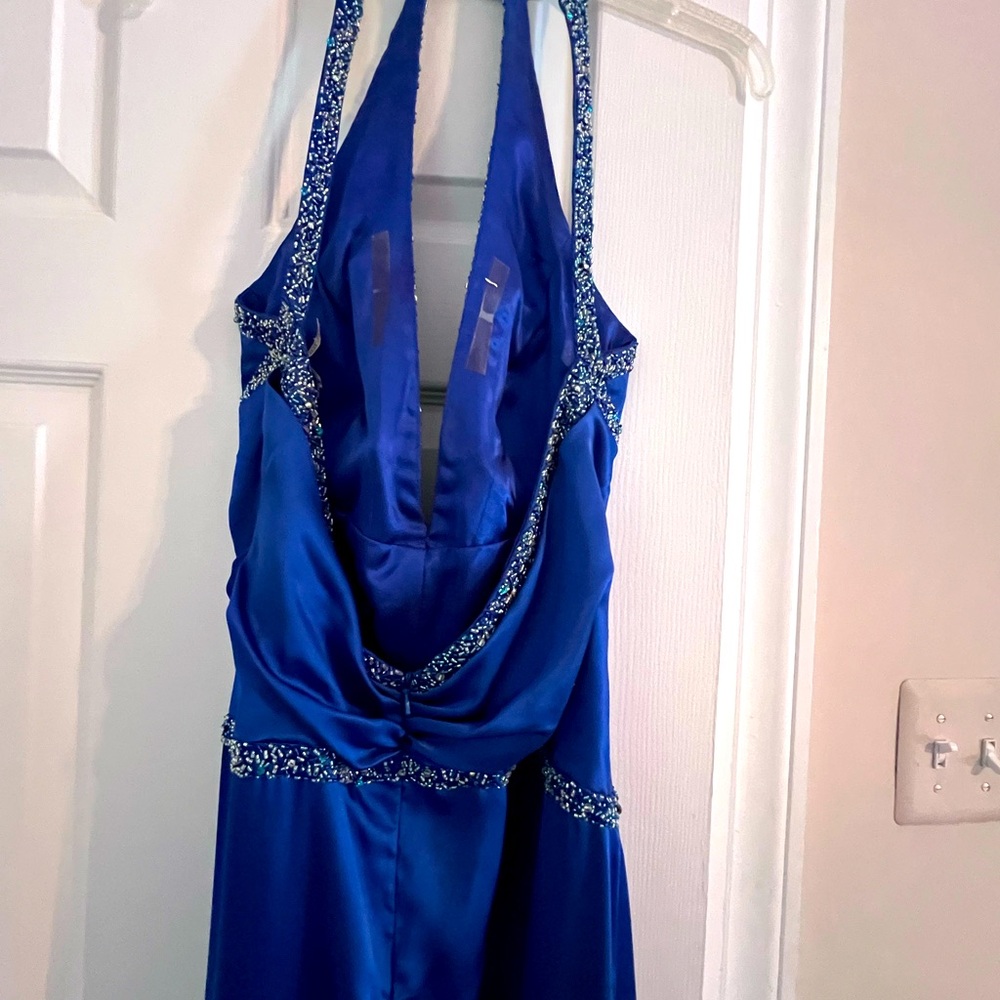 Formal dress; royal blue with beaded trim; size 10; brand is Gigi